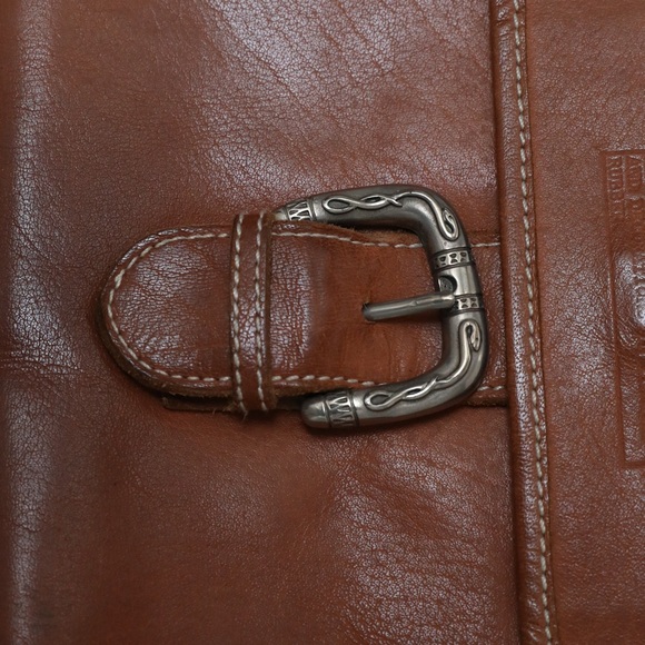 GENUINE leather clutch bag vintage Zippi brown cowhide large silver buckle rodeo - Picture 6 of 7